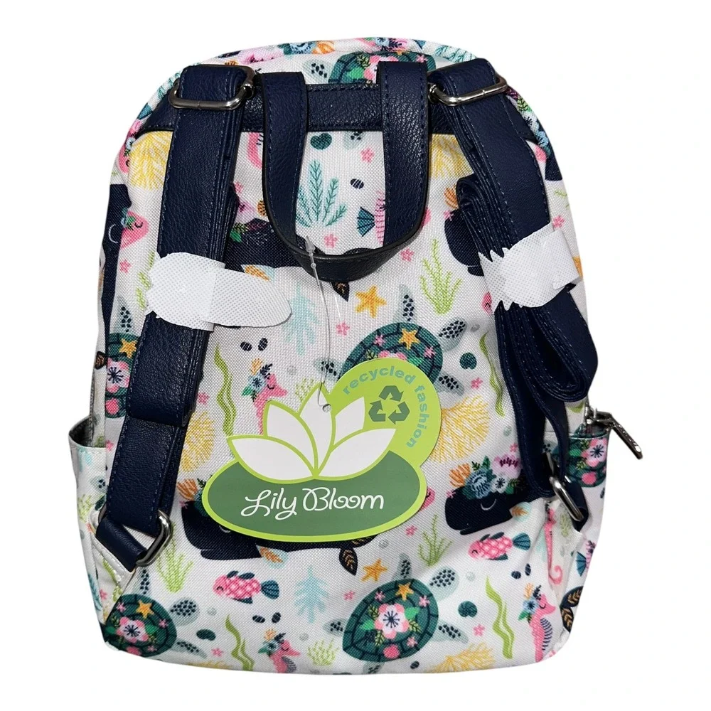 LILY BLOOM Eden Backpack Ocean Turtles Recycled Plastic Karma Bloom Whales NEW